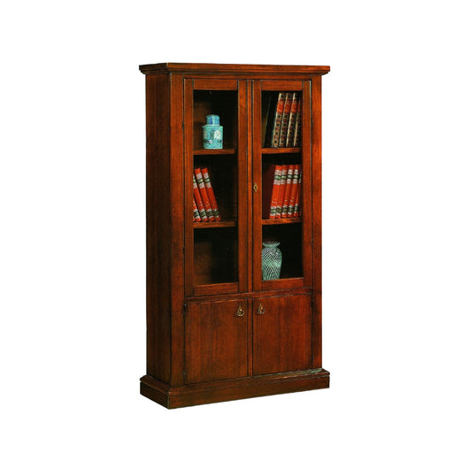 Vetrina libreria 2 porte arte povera in legno tinta noce 105x40x185