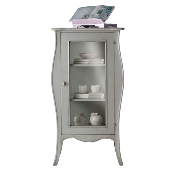 Vetrina shabby bombata 1 porta legno grigio l.71 p.48 h.134