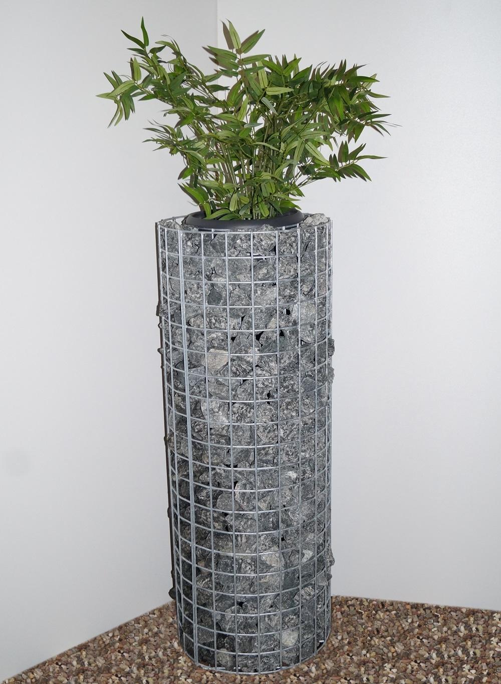 Colonna fiore altezza 102 cm tonda, diametro 37 cm, dimensioni maglie 5 x 5 cm, zincata a caldo, vaso compreso