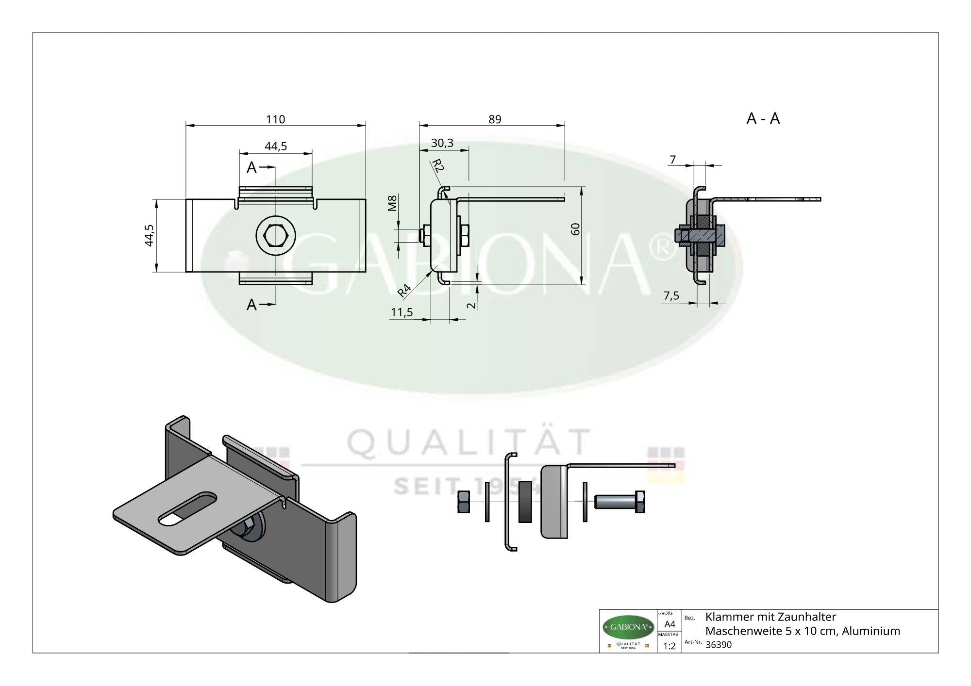 Gancio con supporto per recinzione 5 x 10 cm