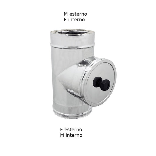 Modulo di ispezione inox t 90° doppia parete di 180 - de 230 mm