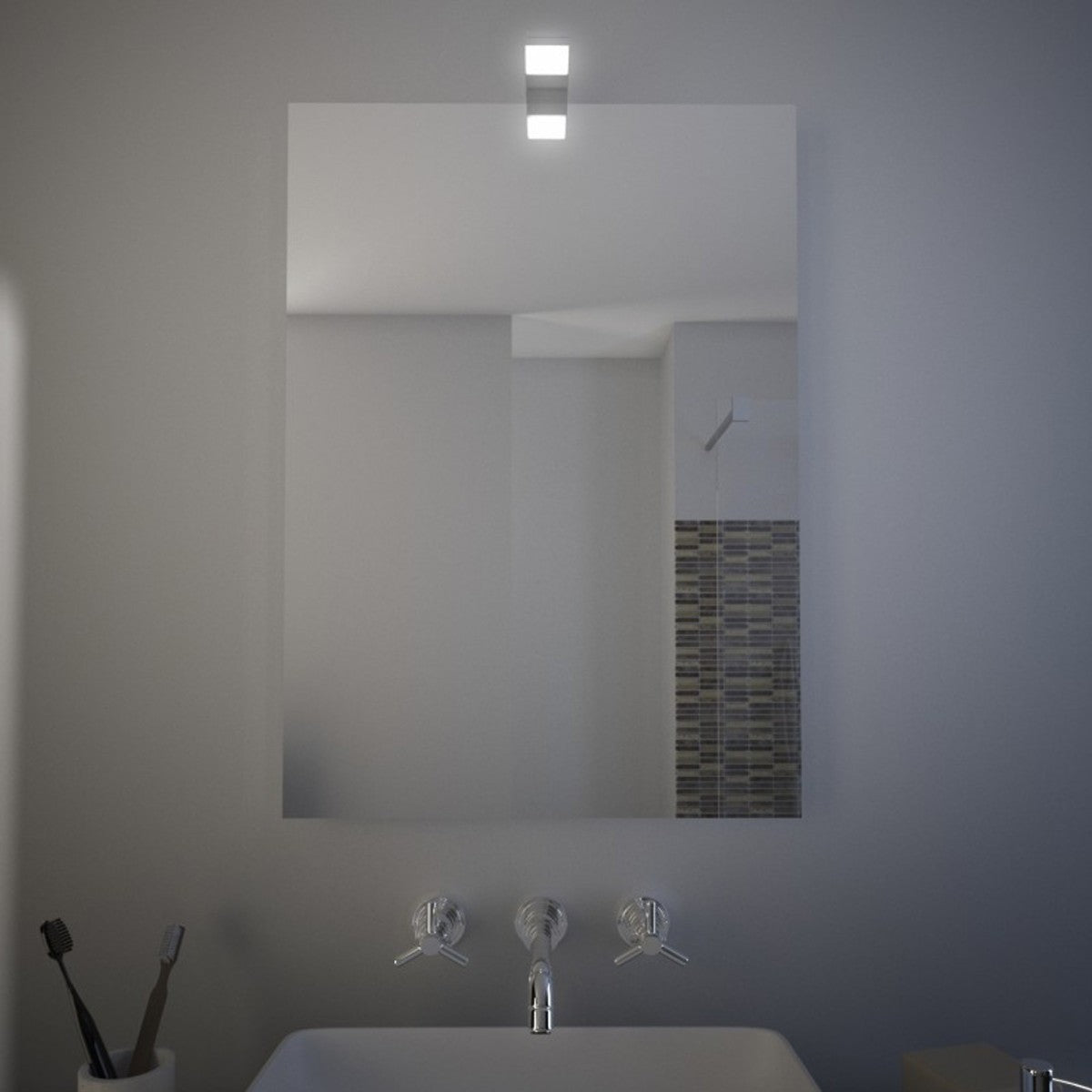 Specchio bagno con lampada led verticale o orizzontale panay, misura 80x60