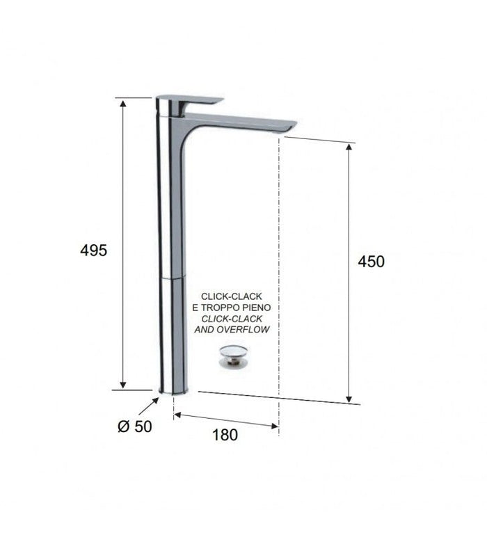 Infinity miscelatore xxl ideale per lavabi moderni a bacinella cod 75526