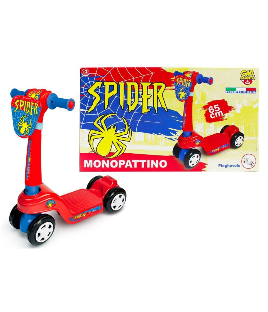 Monopattino Per Bambini A 4 Ruote Pieghevole Tema Spider Made In Italy Età  2+         