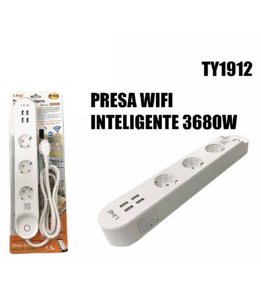 Multipresa Intelligente Corrente Wifi Domotica Android Ios 4 Usb 16a 3680w Ty1912         