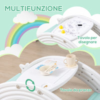 Set 2 in 1 Dondolo e Tavolo con Sedie per Bambini 100x54x42 cm in HDPE Grigio e Verde