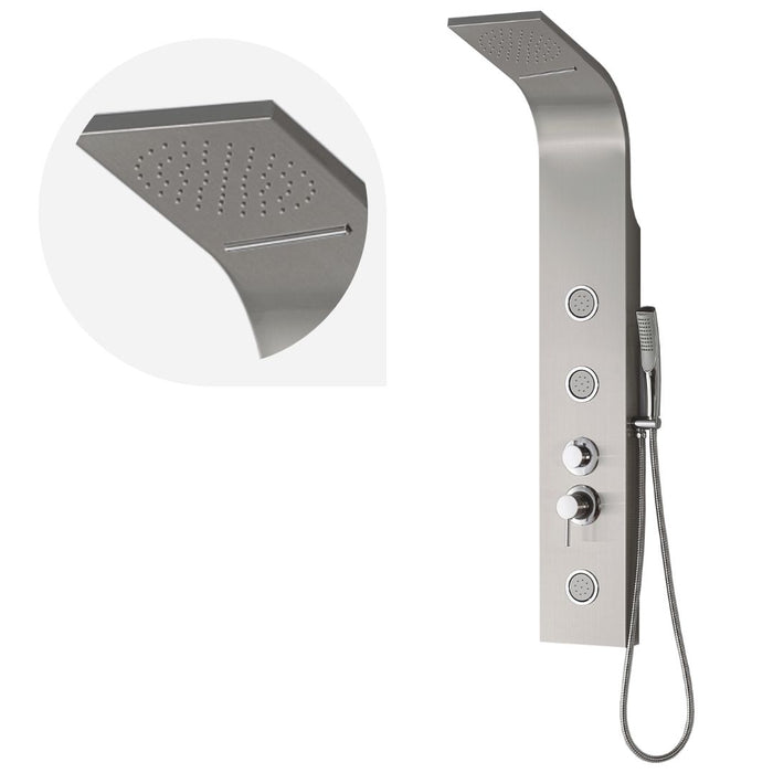 Ogomondo colonna doccia step acciaio inox 3 getti idro lombari e cascata h120xl20 *** confezione 1