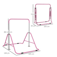 Barra Trazioni per Bambini Pieghevole Altezza Regolabile 88-128 cm in Acciaio Rosa