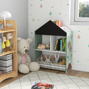 Scaffale Portagiochi per Bambini 62,4x26,5x90 cm con Ripiani e Cassetti Rimovibili Verde