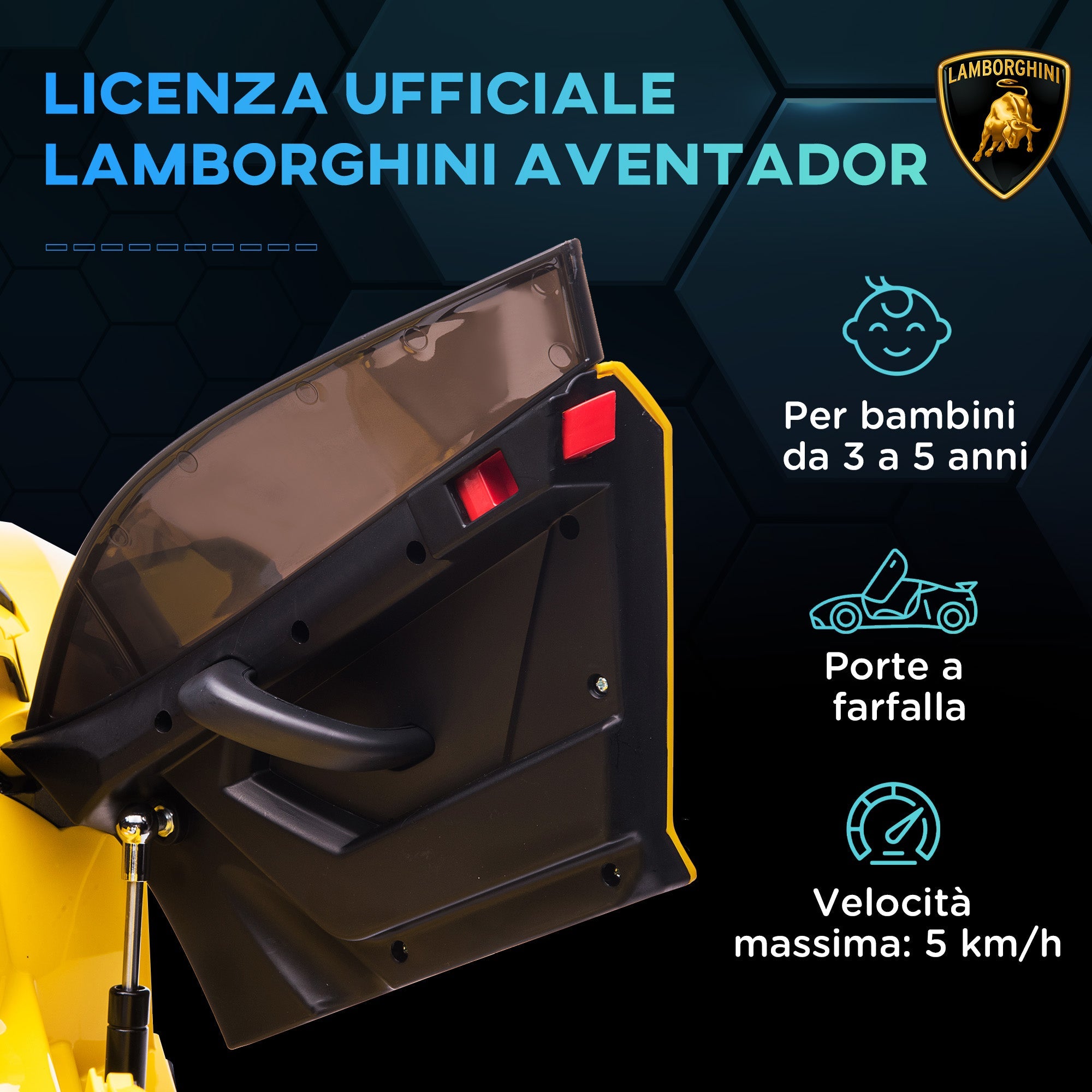 Macchina Elettrica per Bambini Licenza Lamborghini Aventador SVJ Roadster 12V Giallo