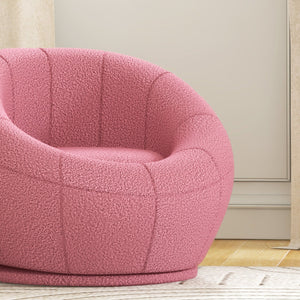 Poltroncina Mini Moderna con Imbottitura Spessa 60x56x48 cm in Peluche Rosa