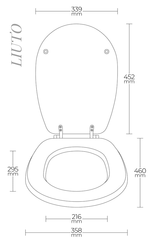 Sedile per WC modello LIUTO - Misure 35,8x46 cm.