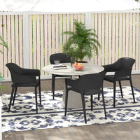 Set 4 Sedie da Giardino  Impilabili con Braccioli e Schienale Alto 56x54,5x77,5 cm in Plastica Nero