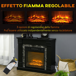 Camino Elettrico da Pavimento 80x21,6x67,8 cm 1800W Effetto Fiamma Nero