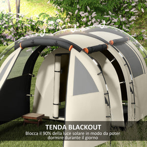 Tenda da Campeggio 4-5 Persone con Copertura Oscurante 460x230x180 cm Impermeabile con Borsa di Trasporto in Poliestere