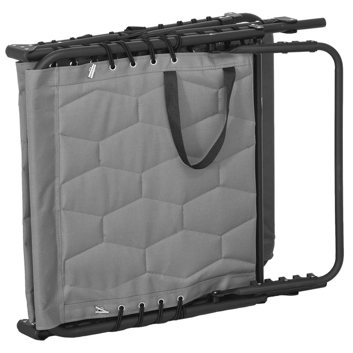 Set 2 Lettini Prendisole da Giardino 65x188x36 cm in Acciaio e Poliestere Grigio e Nero