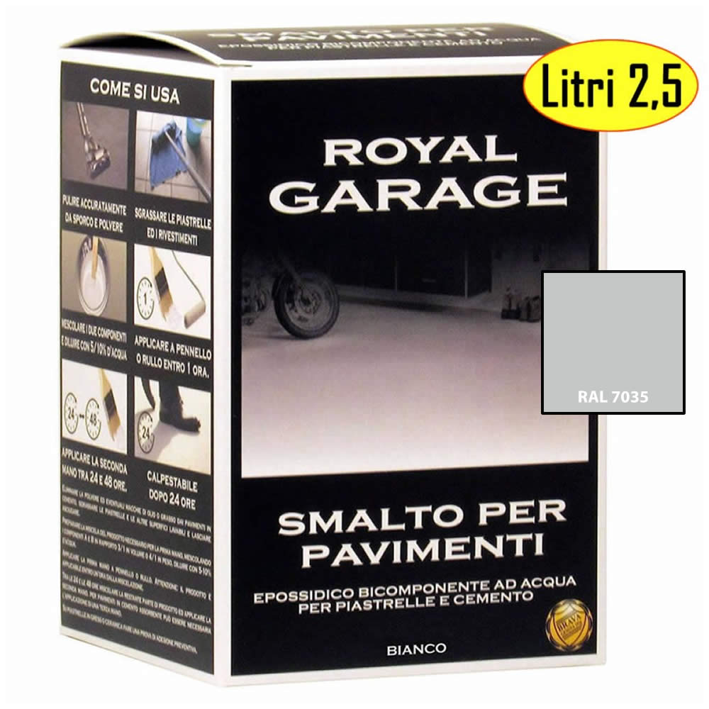 Smalto brava royal garage grigio chiaro ral 7035 per pavimenti piastrelle ml 2500