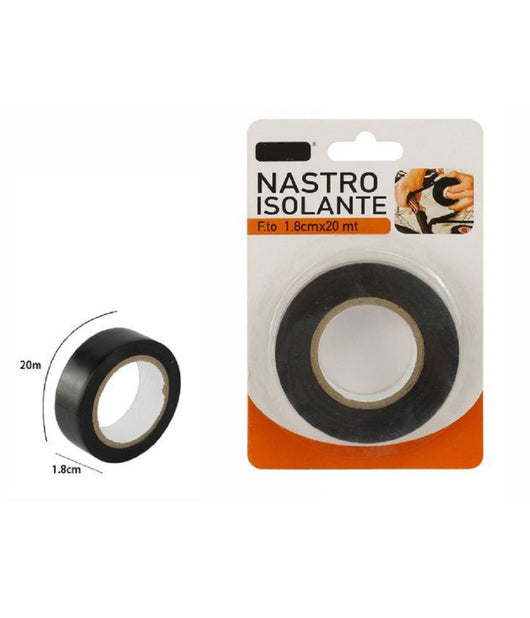 Nastro Isolante Rotolo Nero 1,8 Cm X 20 Metri Elettricista Fai Da Te Pvc 69844         