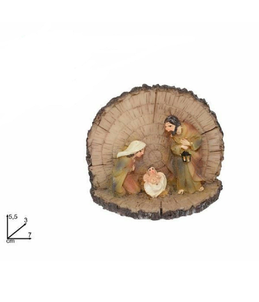 Natività  Presepe In Resina Capanna Tronco 5.5cm Decoro Natale Natalizi 7x5.5x3cm         