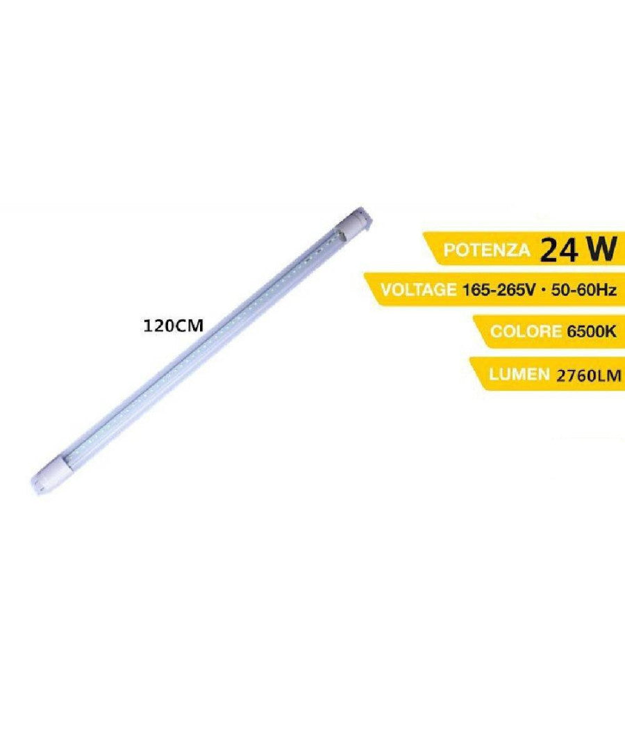 Neon Led Smd T8 24 Watt Luce Fredda 6500k Tubo 120 Cm Alta Luminosità  T8-120af         