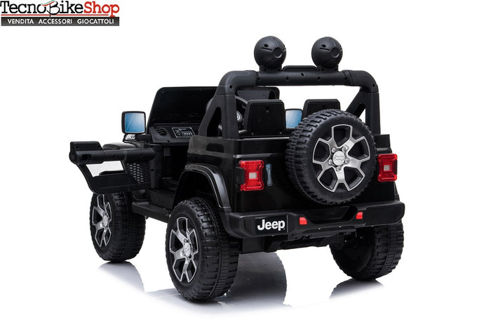 Auto Macchina Elettrica per Bambini JEEP FIAT Wrangler RUBICON 12V 2 Posti  con Mp3 - Sedile in Pelle - Nero