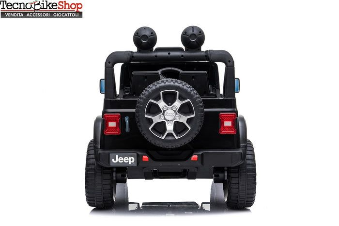 Auto Macchina Elettrica per Bambini JEEP FIAT Wrangler RUBICON 12V 2 Posti  con Mp3 - Sedile in Pelle - Nero