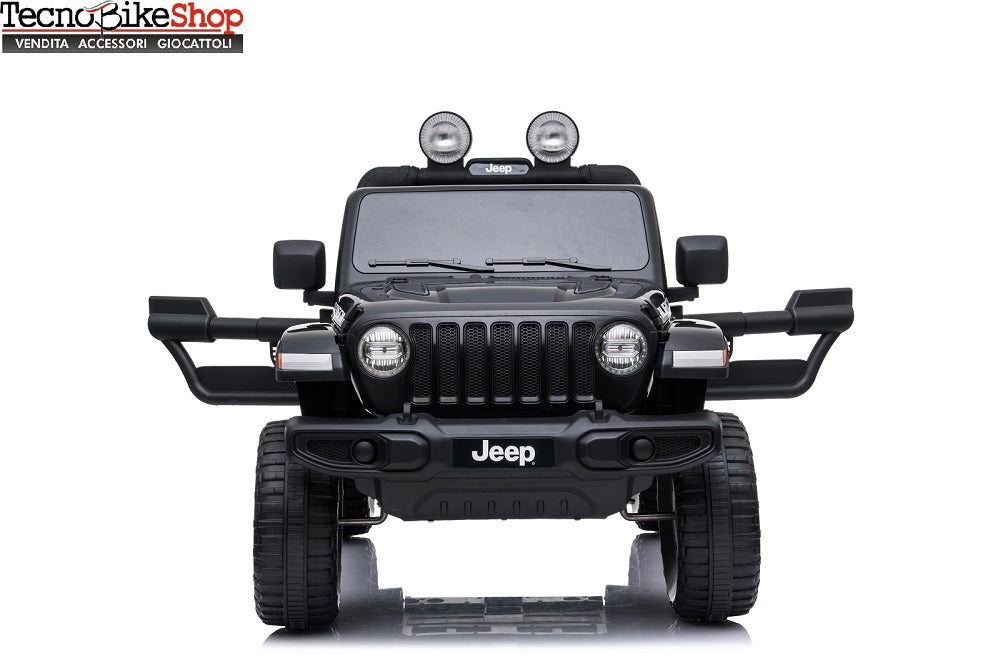 Auto Macchina Elettrica per Bambini JEEP FIAT Wranglper RUBICON 12V 2 Posti  con Mp3 - Sedile in Pelle - colore Nero