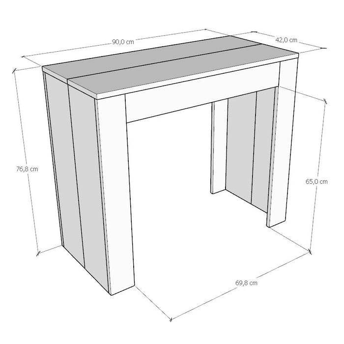 Consolle Allungabile 90-198x42x76.8 cm in Nobilitato Bianco