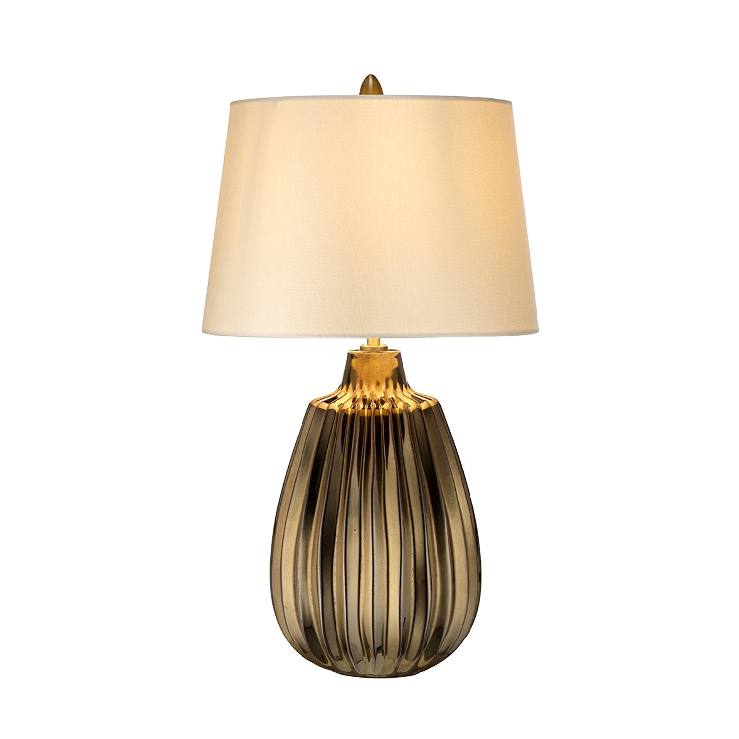 Lampada Da Scrivania Contemporanea Newham Ceramica Bronzo Bianco 1 Luce E27