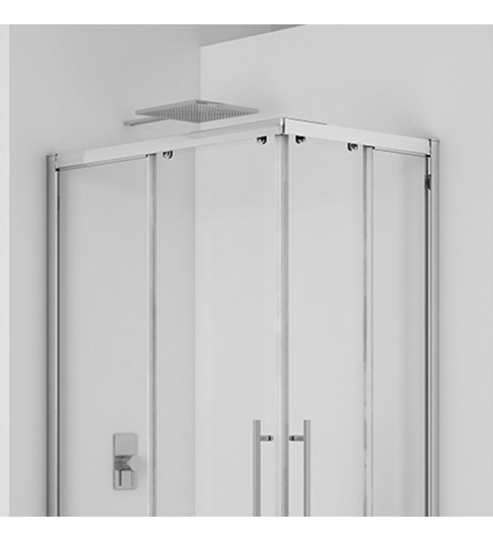 Porta scorrevole new plus 97-101 cm, trasparente cromato con cerniere sganciabili cod 75830