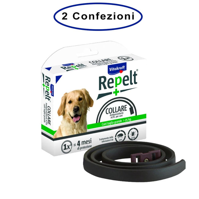 Vitakraft repelt collare antiparassitario per cani di taglia grande > 25 kg confezione da 2 collari