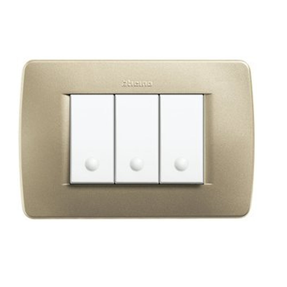 Placca 3 posti serie luna bticino c4803gm colore oro