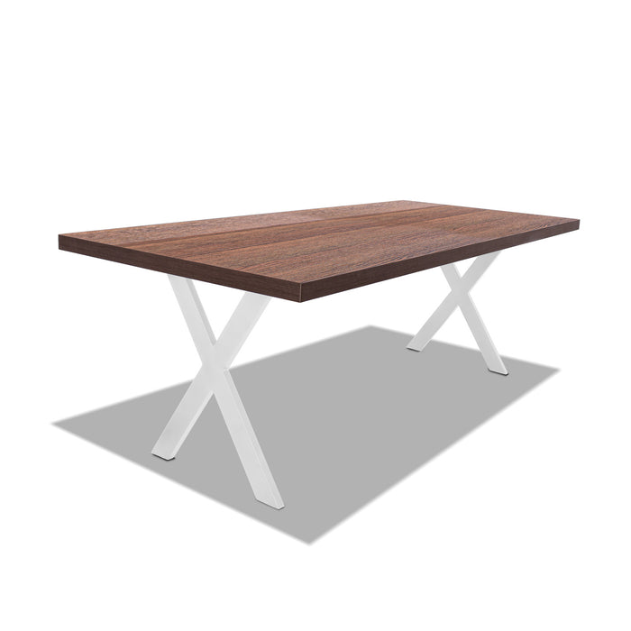 Tavolo da pranzo in legno e metallo con piedi a X bianchi - 160x90 cm