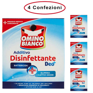 Omino bianco additivo disinfettante in polvere battericida per bucato 4 confezioni da 450 grammi