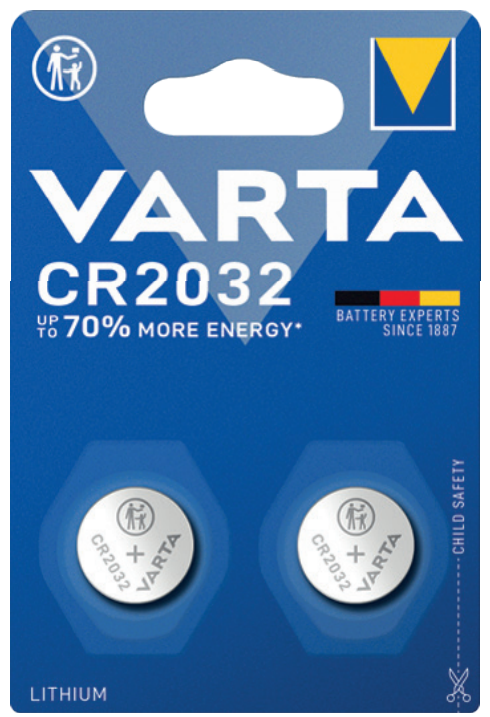 Varta batteria coin cr2032 litio blister 2 pezzi