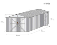 Box in Acciaio Zincato garage deposito attrezzi 360x514cm x h2.32m - 320KG - 18,5mq - BIANCO