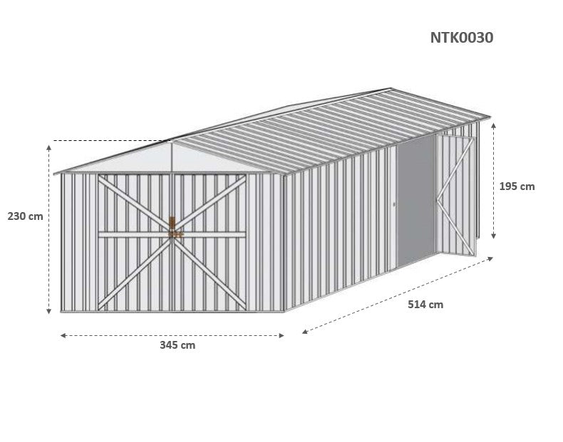 Casetta garage giardino Box in Acciaio Zincato 360x514cm x h2.32m - 320KG - 18,5mq - VERDE