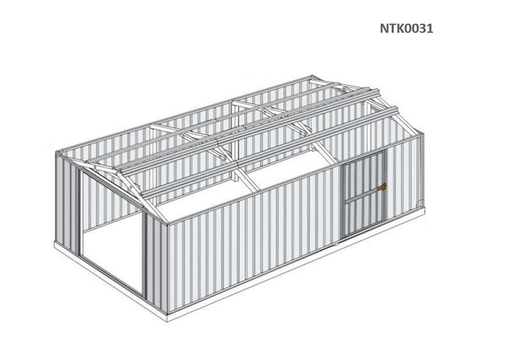 Box garage lamiera deposito in Acciaio Zincato 360x600cm x h2.32m - 346KG - 21,6mq - VERDE