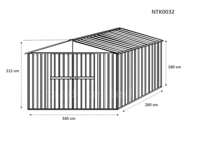 Box in Acciaio Zincato garage deposito attrezzi 360x260cm x h2.12m - 130KG - 9,36mq - VERDE