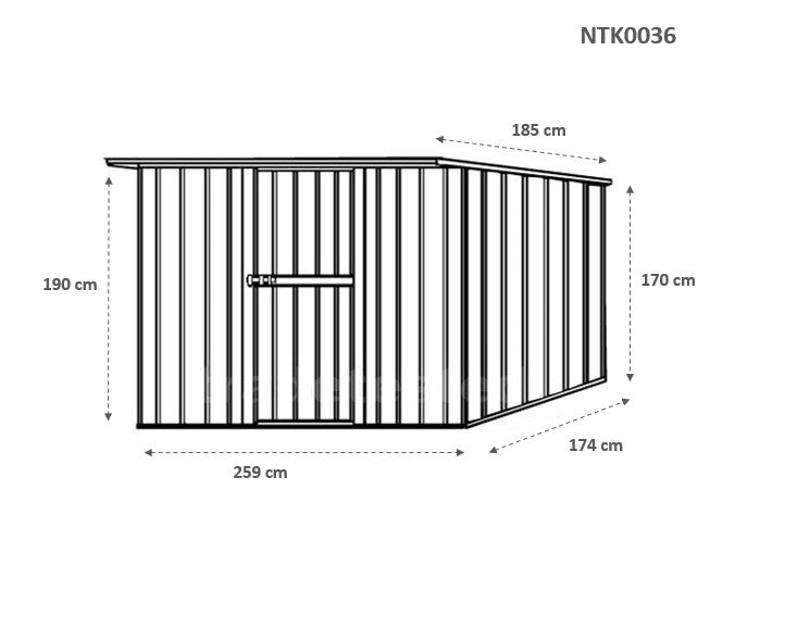 Casetta giardino in lamiera Box in Acciaio Zincato 260x185cm x h1.92m - 85kg - 4,81mq - VERDE