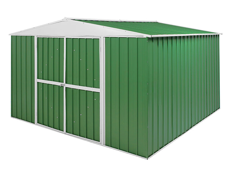 Box in lamiera casetta giardino Acciaio Zincato 360x345cm x h2.12m - 150KG - 12,42 mq - VERDE