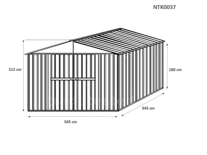 Casetta giardino lamiera Box in Acciaio Zincato 360x345cm x h2.12m - 150KG - 12,42mq - LEGNO