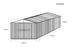 Garage deposito lamiera Box in Acciaio Zincato 360x430cm x h2.10m - 185KG - 15,48mq - BIANCO