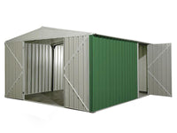 Box garage lamiera zincata casetta giardino acciaio 360x430cm x h2.10m - 185KG - 15,48mq - VERDE