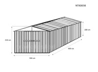 Box giardino attrezzi garage in lamiera di Acciaio Zincata 360x430m x h2.10m - 185KG - 15,48mq - LEGNO