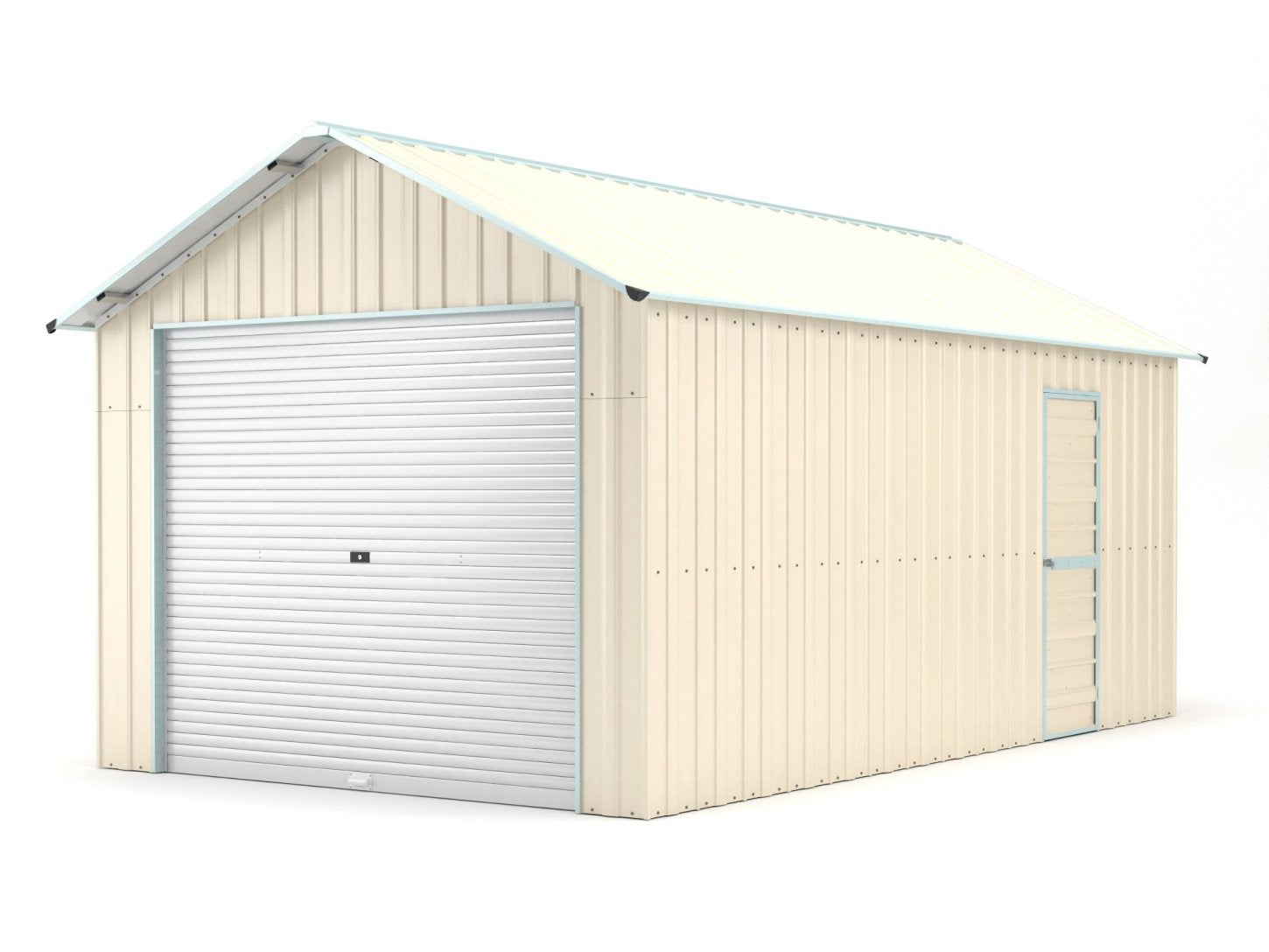 Box in lamiera garage auto con saracinesca in Acciaio Zincato 360x610cm x h3,15m - 470KG - 21,96 mq - BEIGE