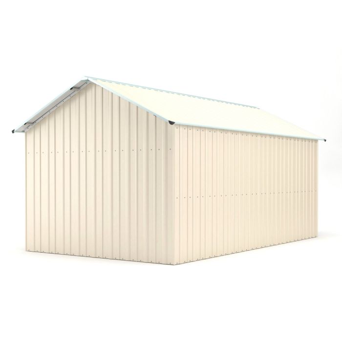 Box in lamiera garage auto con saracinesca in Acciaio Zincato 360x610cm x h3,15m - 470KG - 21,96 mq - BEIGE