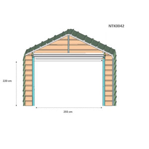 Box in lamiera garage auto con saracinesca in Acciaio Zincato 360x610cm x h3,15m - 470KG - 21,96 mq - BEIGE