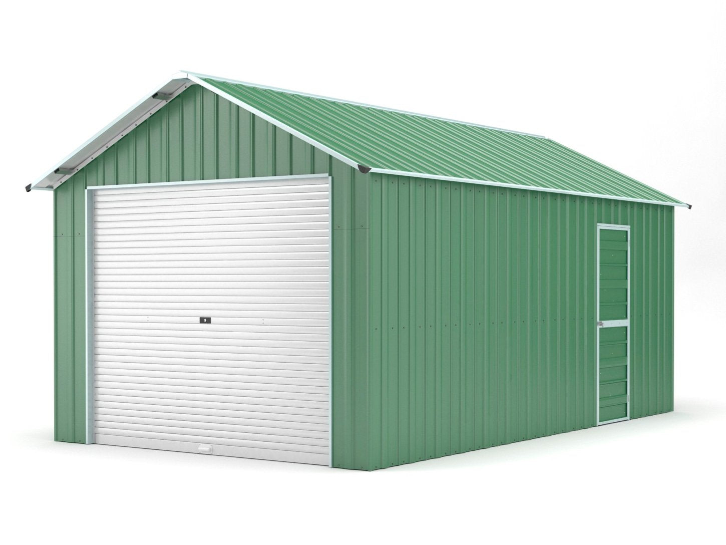 Box container garage auto con saracinesca in lamiera di Acciaio Zincato 360x610cm x h 3,15m - 470KG - 21,96 mq - VERDE