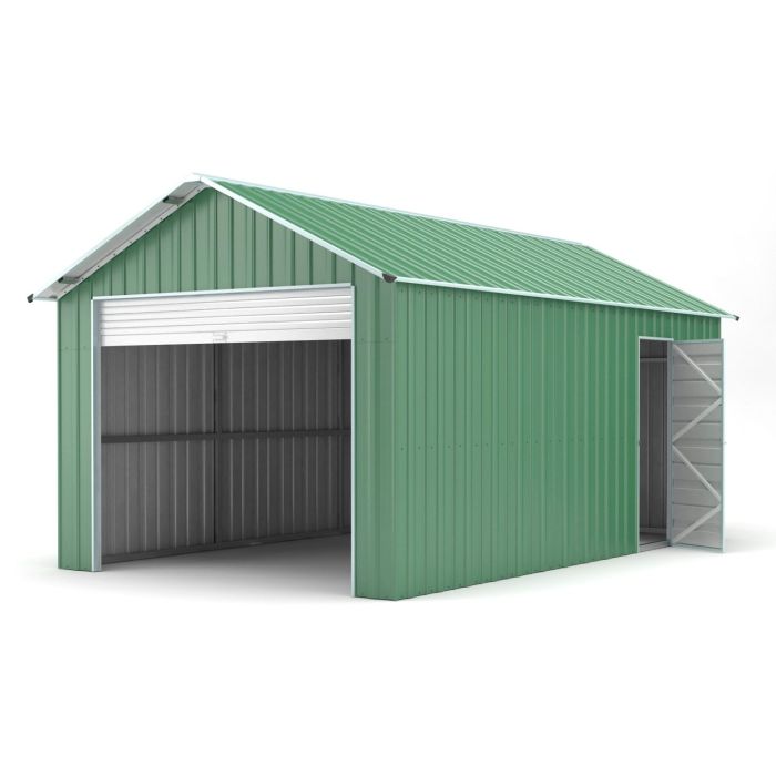 Box container garage auto con saracinesca in lamiera di Acciaio Zincato 360x610cm x h 3,15m - 470KG - 21,96 mq - VERDE